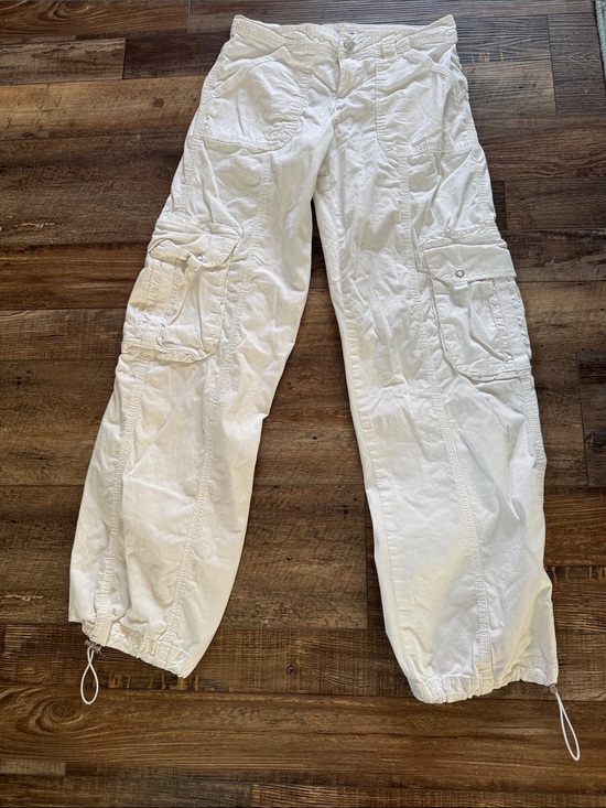 Garage Pants - Garage White Cargo Pants with Drawstring Hems
